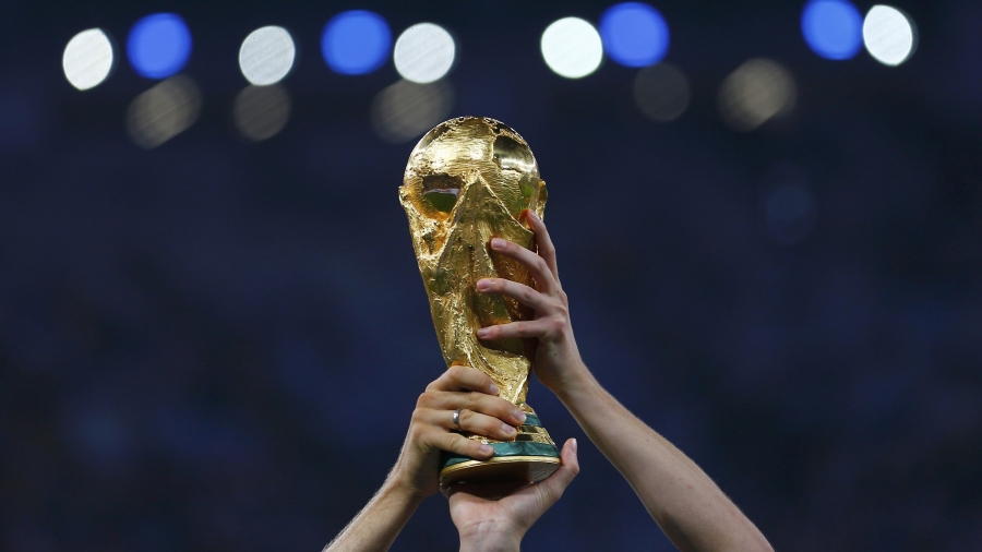 German players celebrate with their trophy after winning the 2014 World Cup in Rio de Janeiro. German players celebrate with their trophy after winning the 2014 World Cup in Rio de Janeiro.
